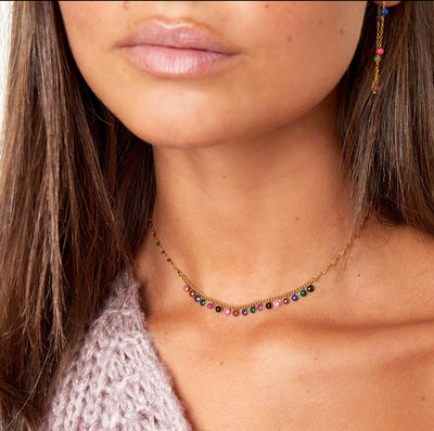 Rainbow Drop Necklace Silver - Aurina Ltd