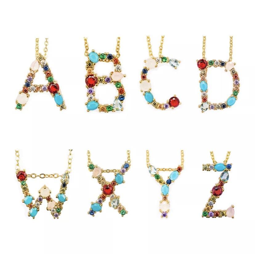 Gem Initial Necklace - Aurina Ltd