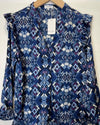 Blue Geometric Aztec Blouse - Aurina Ltd