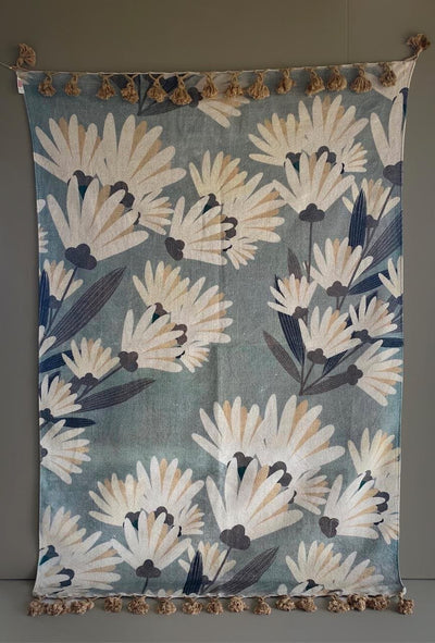 Floral Cotton Dhurrie Rug - Aurina Ltd