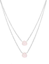 Twin Chain Necklace with Rose Quartz in Silver - Aurina Ltd