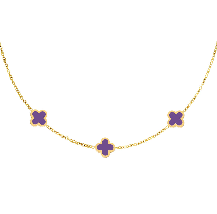 Purple 3 Clover Necklace