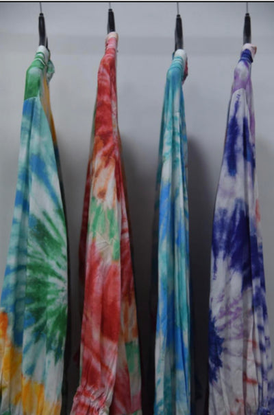 Tie Dye Printed Pleat Dress - Aurina Ltd