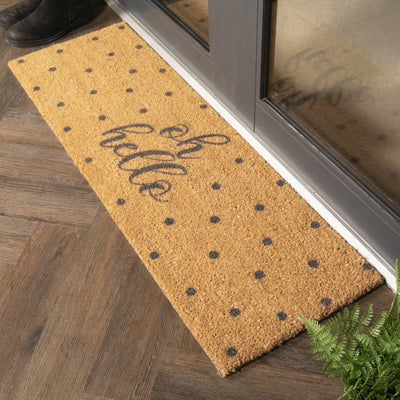 Grey Oh Hello Dotty Double Doormat - Aurina Ltd