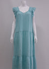Pale Pink Frill Cap Sleeve Linen Dress - Aurina Ltd