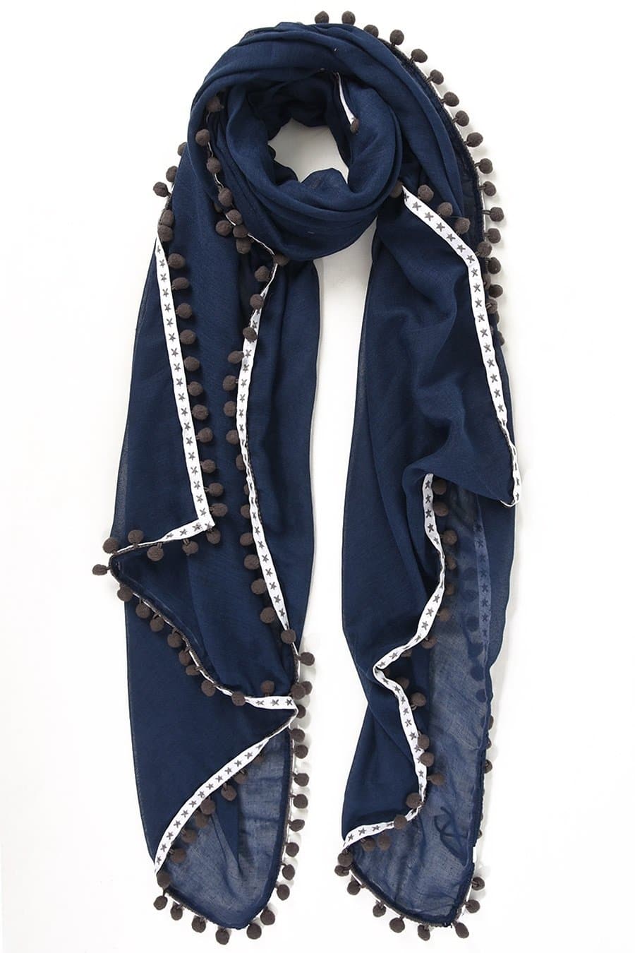 Pom Pom Star Trim Scarf - Aurina Ltd