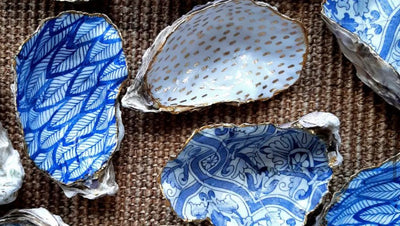 Hand Decorated Oyster Shell Dish