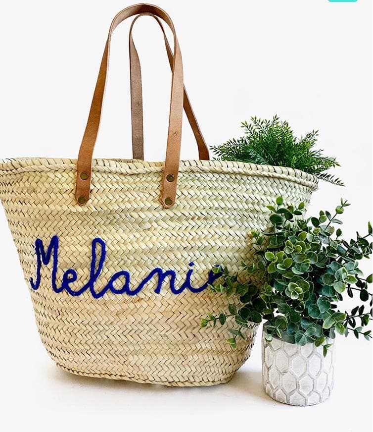 Personalised Large Straw Basket - Aurina Ltd