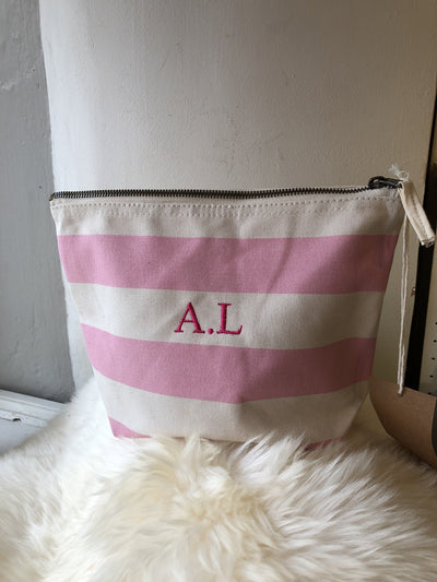 Nautical Stripe Canvas Washbag with personlisation - Aurina Ltd