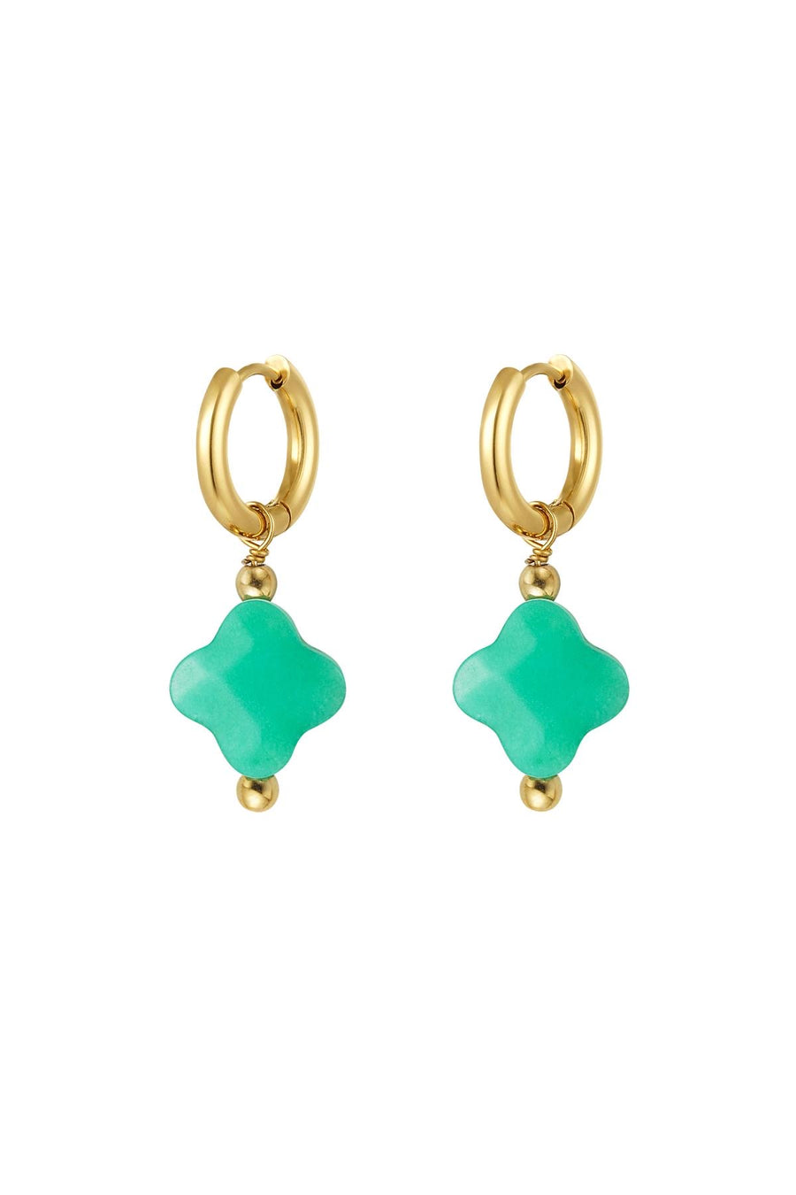 Natural Stone Clover Earrings