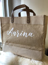 Leather Handle Jute Bag - Aurina Ltd
