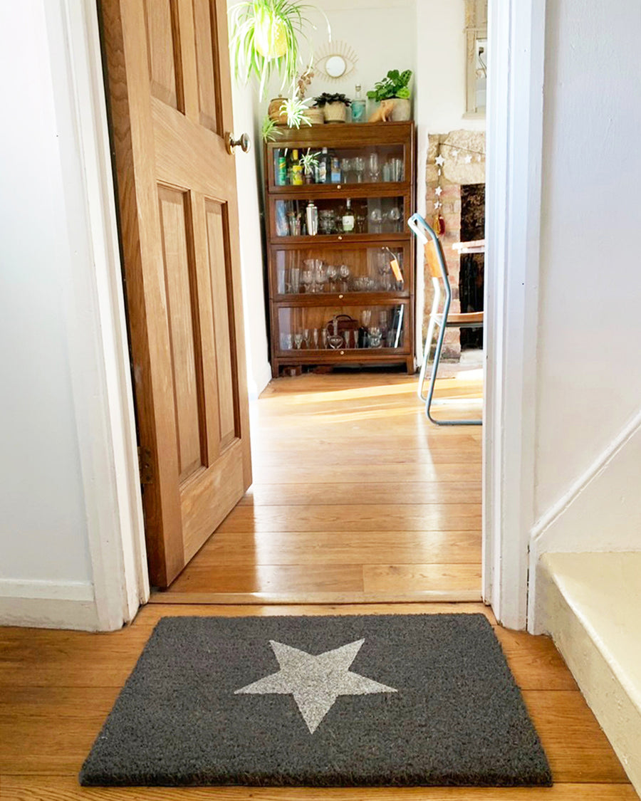 Grey Glitter Star Doormat - Aurina Ltd