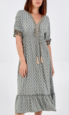 Tassel Frill Hem Midi Dress Khaki - Aurina Ltd