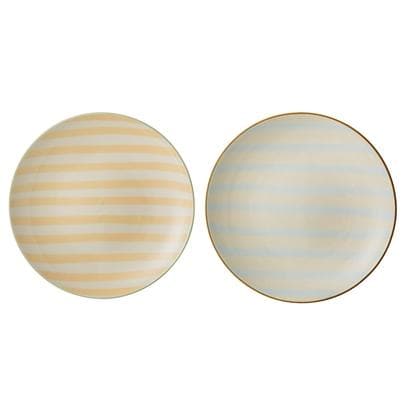 Yellow Striped Stone Plates - Aurina Ltd