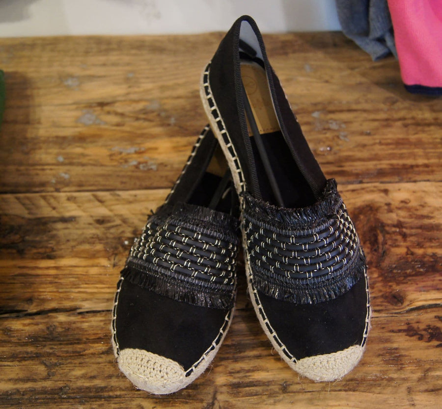 Black Fringed Espadrille - Aurina Ltd