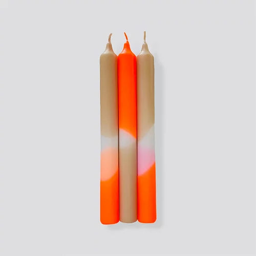 Dip Dye Neon Papaya Sand Dinner Candle