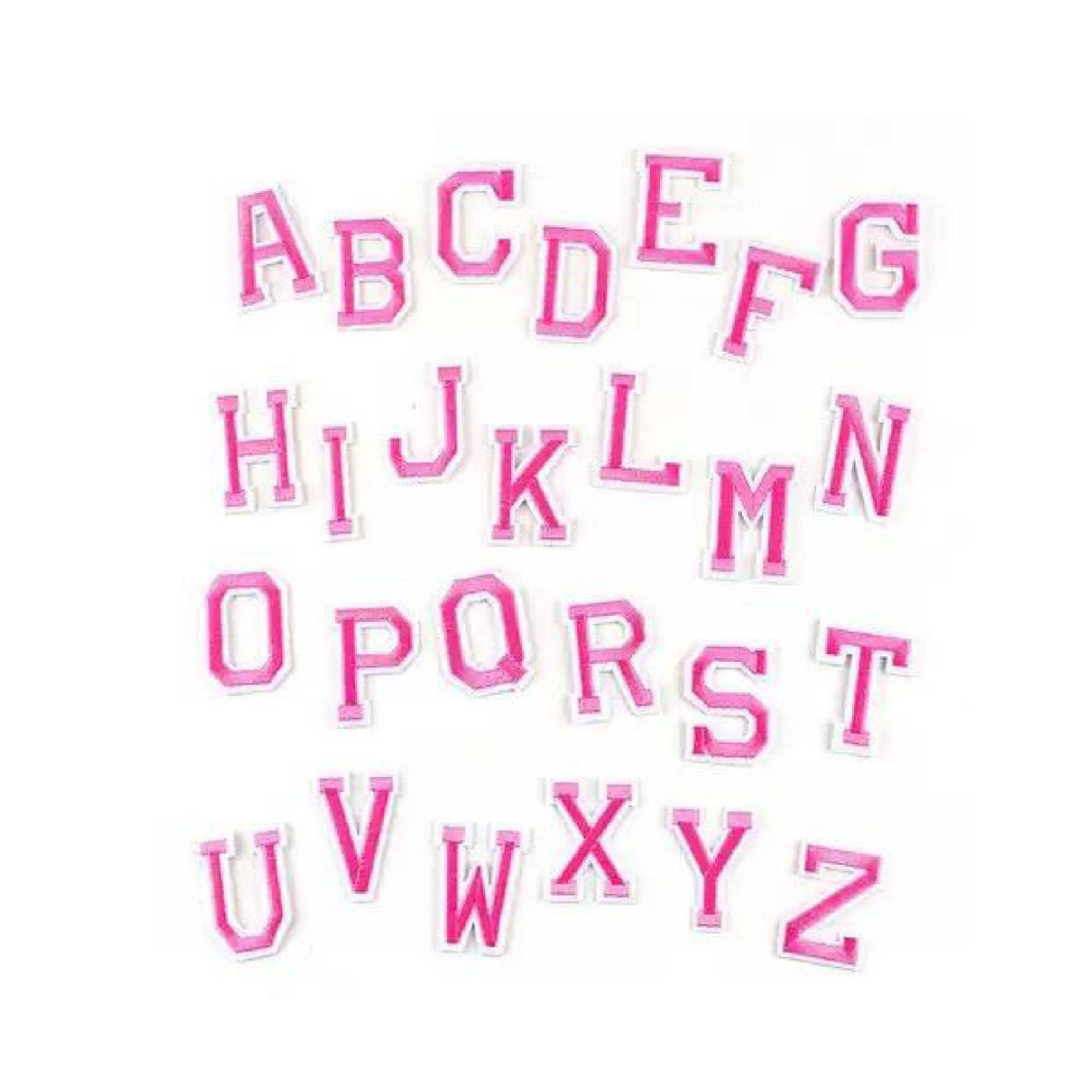 Pink Letter Iron on Patches - Aurina Ltd