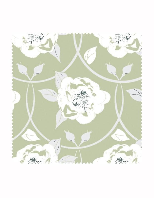 Peony Flower Wallpaper in Sage - Aurina Ltd
