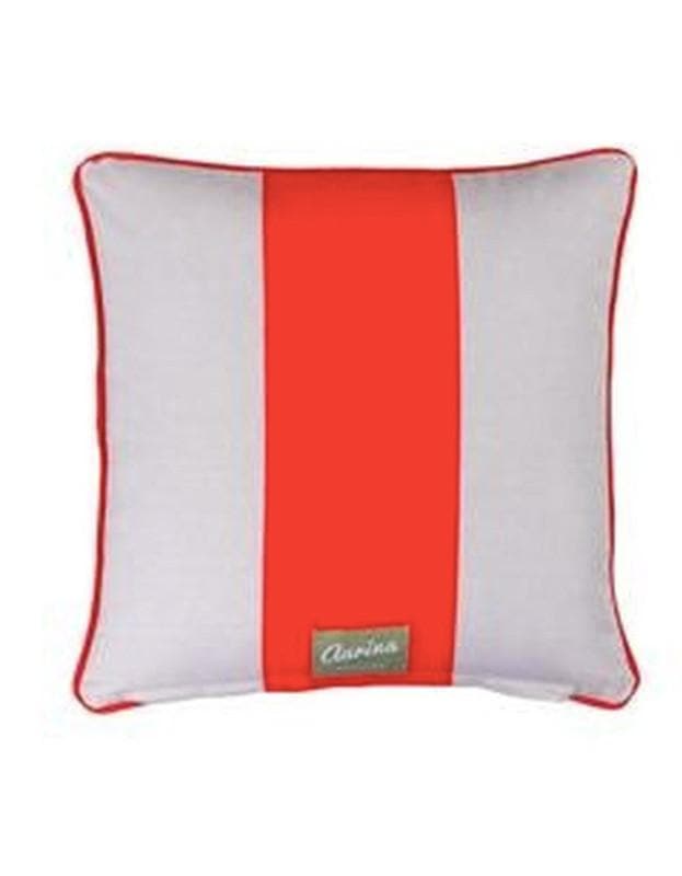 Piped Cushion Wide Stripe - Red & Stone - Aurina Ltd