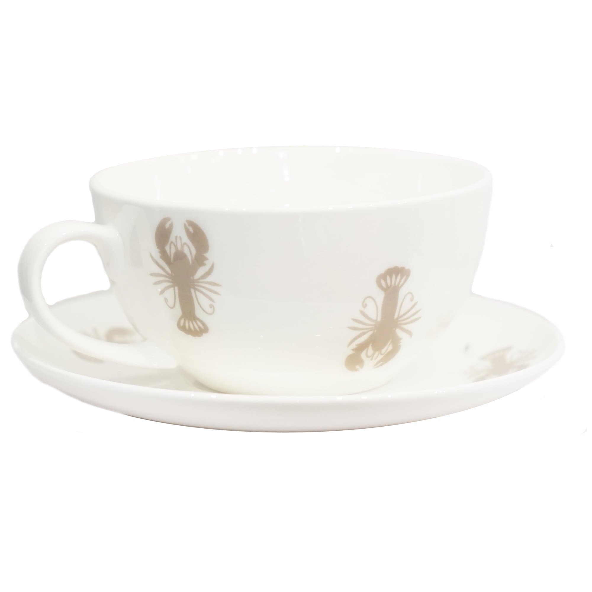 Bone China Tea Cup and Saucer Lobster Thermidor - Aurina Ltd