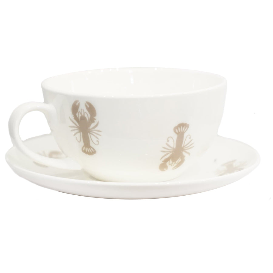 Bone China Tea Cup and Saucer Lobster Thermidor - Aurina Ltd